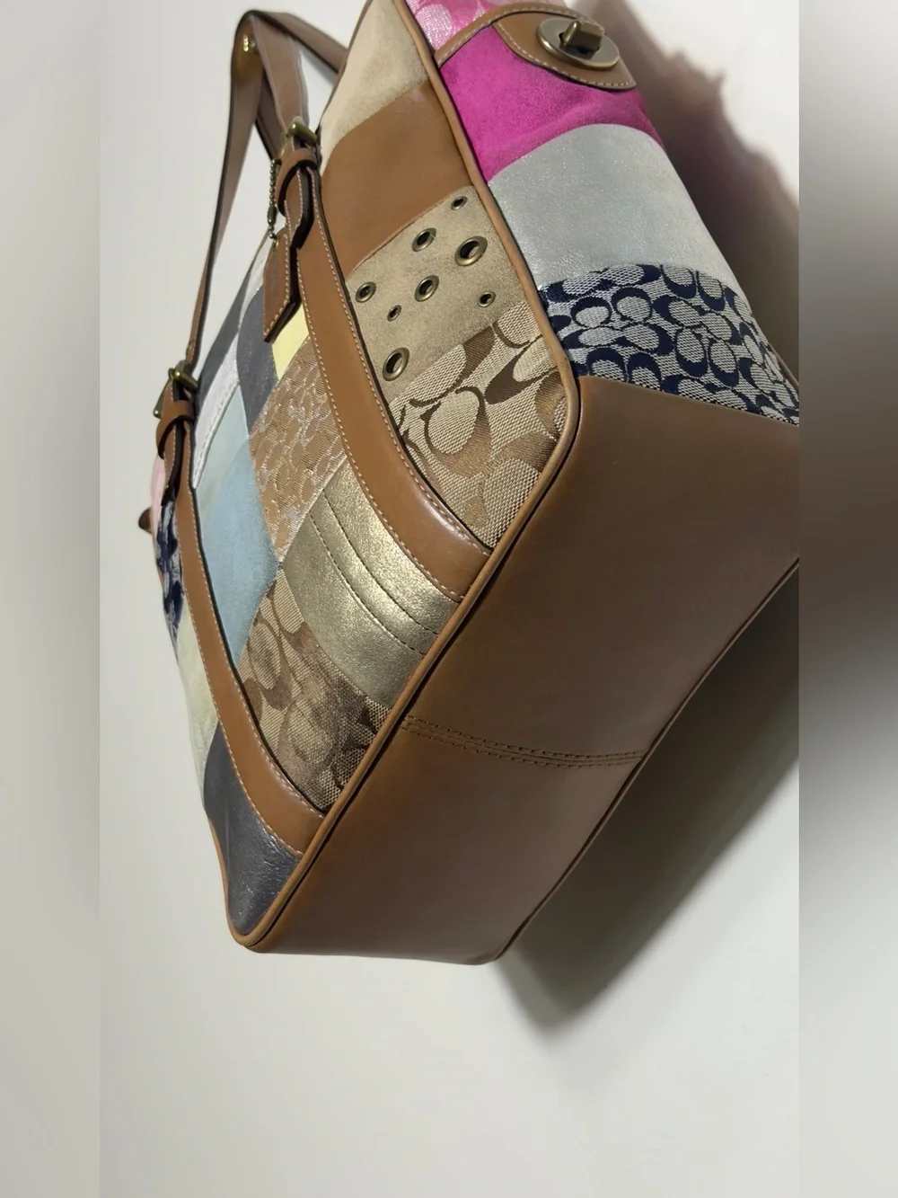 Vintage Coach Y2K Multicolor Signature Patchwork Tote Bag